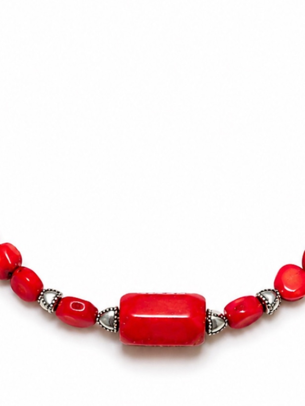 Handmade Natural Red Bead Statement Necklace | Artisan Boho Chunky Beaded - Picture 4 of 4
